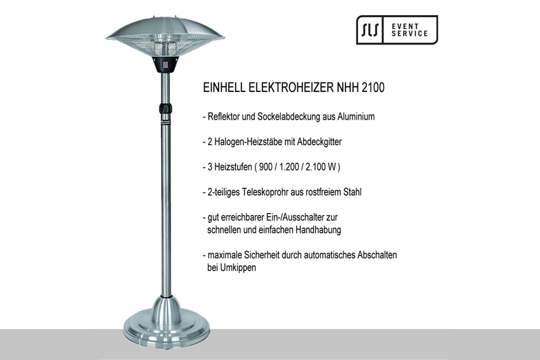 Einhell Elektroheizer NHH 2100 aus Edelstahl mit drei Heizstufen bis 2.100 Watt