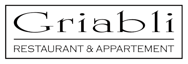 Griabli-Logo mit schwarzem Schriftzug „Restaurant & Appartement“ in rechteckigem Rahmen