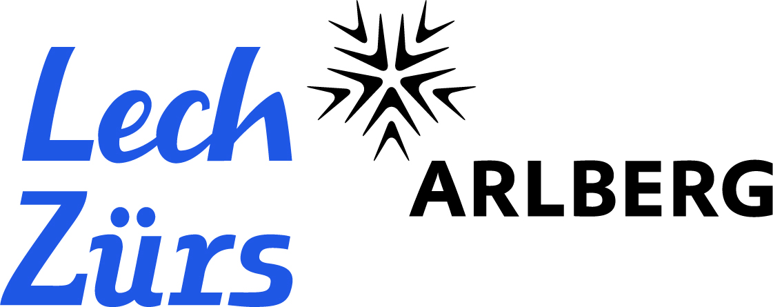 Logo Lech Zürs am Arlberg mit blauem Schriftzug und schwarzem Sternsymbol