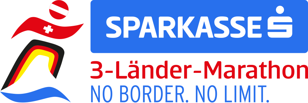 Logo des Sparkasse 3-Länder-Marathons mit Läufer-Symbol und Schriftzug „No Border. No Limit.“